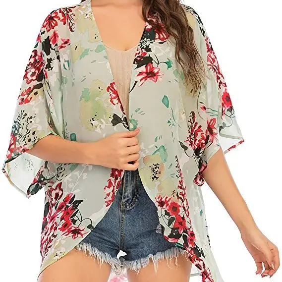 2024 Printed Floral Shawl Sun Protection Blouse Set - Image 14