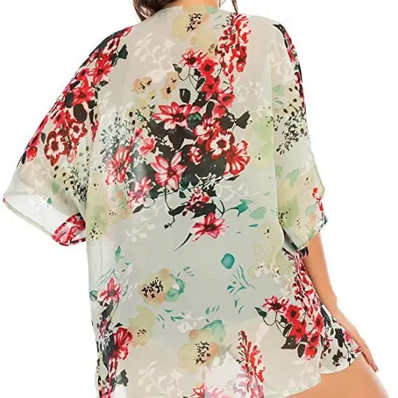 2024 Printed Floral Shawl Sun Protection Blouse Set - Image 15