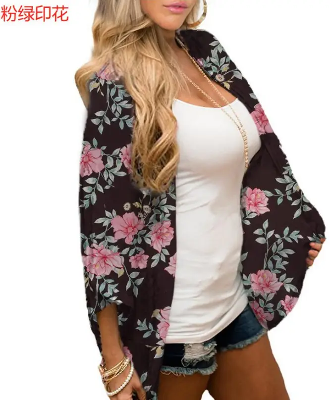 2024 Printed Floral Shawl Sun Protection Blouse Set - Image 4