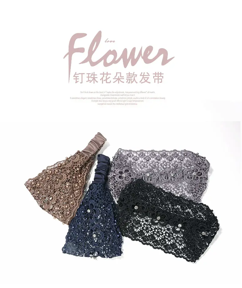 Cross-border Beaded Net Hair Band for Women — feature 2