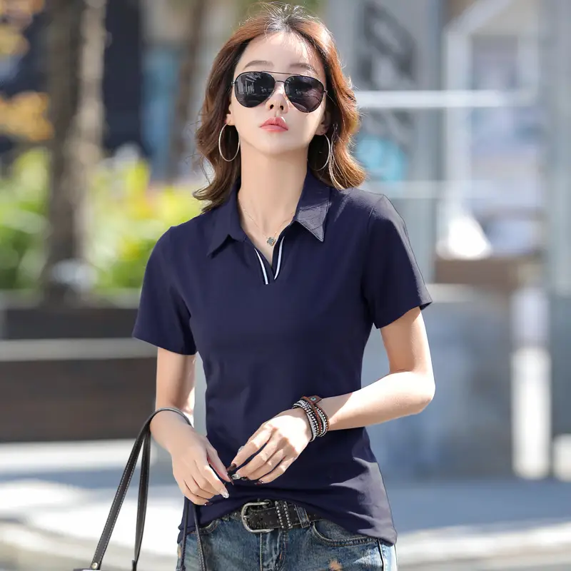 Women White Short Sleeve Cotton T-Shirt Slim Fit Summer - Image 3