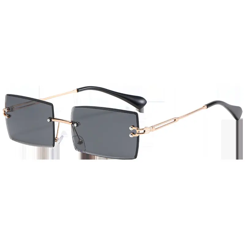 Women Gradient Cut Edge Sunglasses Black Gold