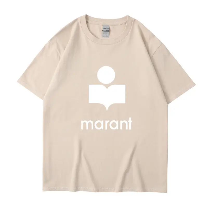 Marant Letter Fleece T-Shirt White Round Neck