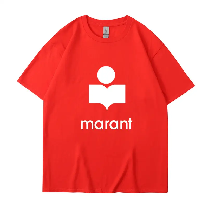 Marant Letter Fleece T-Shirt White Round Neck