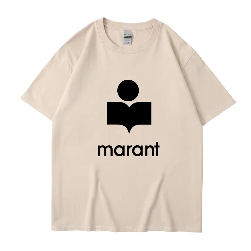 Marant Letter Fleece T-Shirt White Round Neck