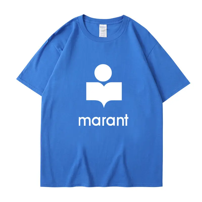 Marant Letter Fleece T-Shirt White Round Neck