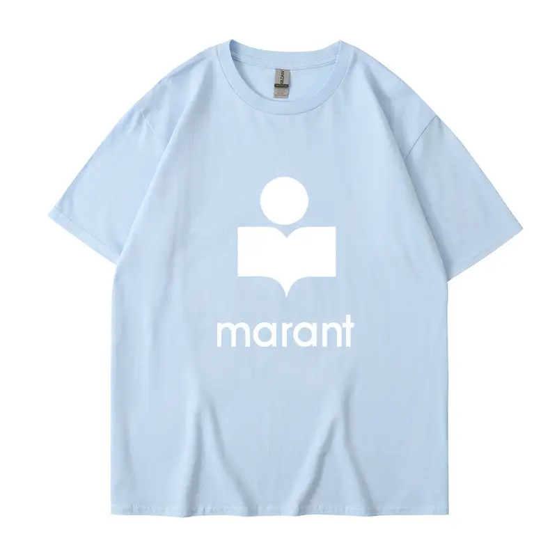 Marant Letter Fleece T-Shirt White Round Neck