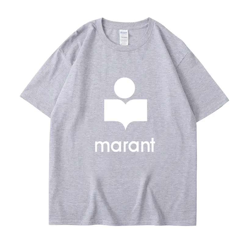 Marant Letter Fleece T-Shirt White Round Neck