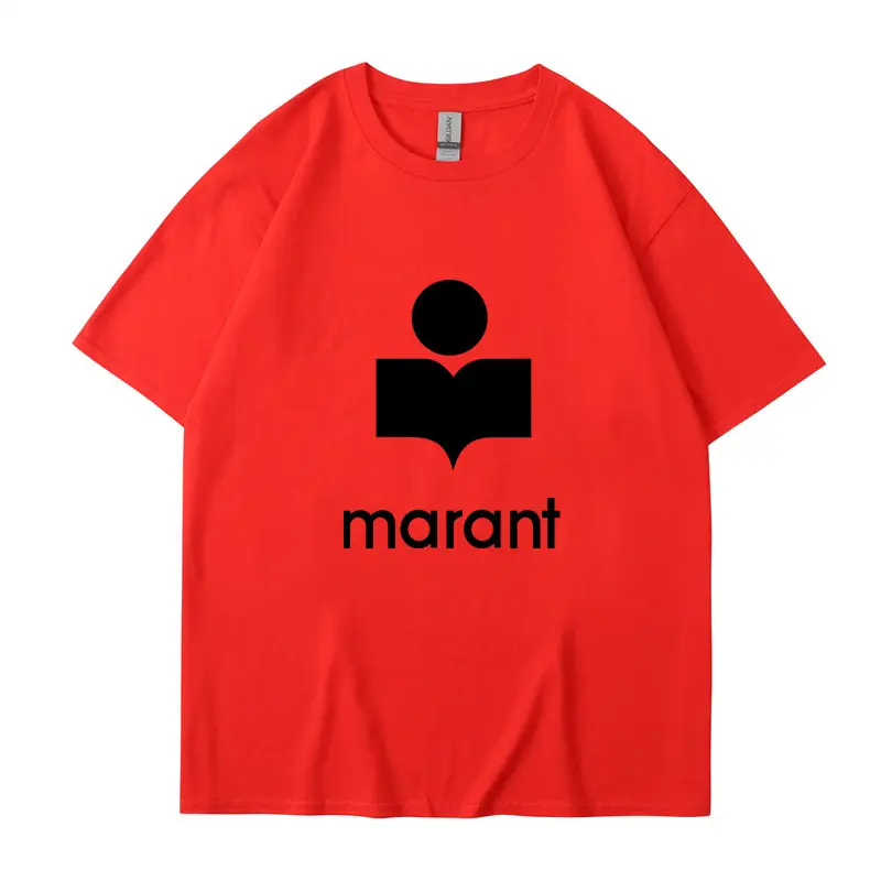Marant Letter Fleece T-Shirt White Round Neck