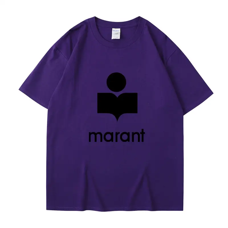 Marant Letter Fleece T-Shirt White Round Neck