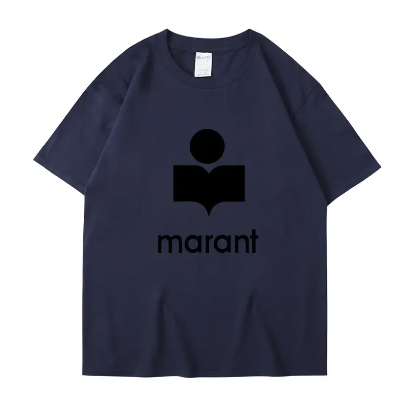 Marant Letter Fleece T-Shirt White Round Neck