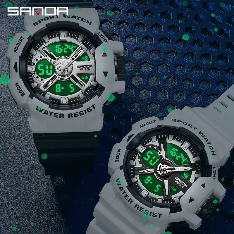 Sanda White Water Resist Sports Watch for Boys - Image 7