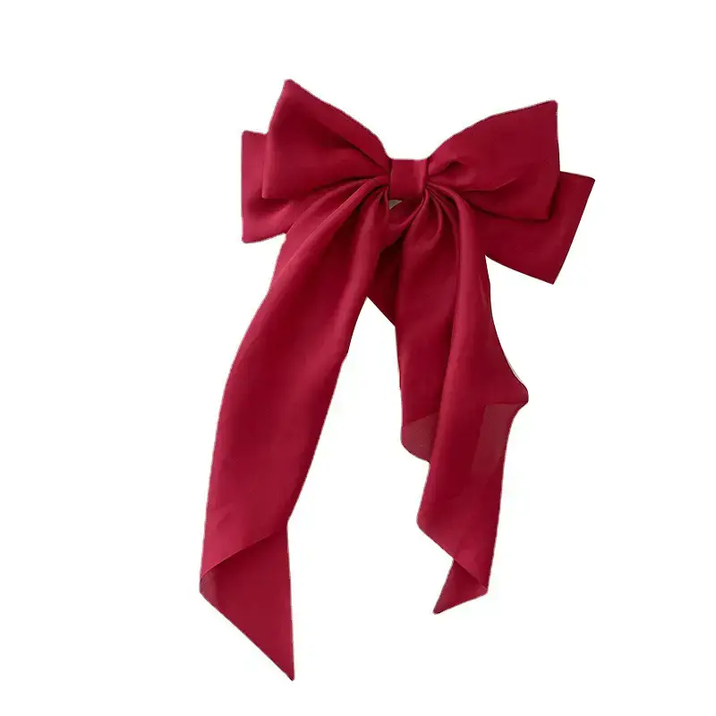 Red K-Style Hairpin with Silk Ribbon Bow - Image 8