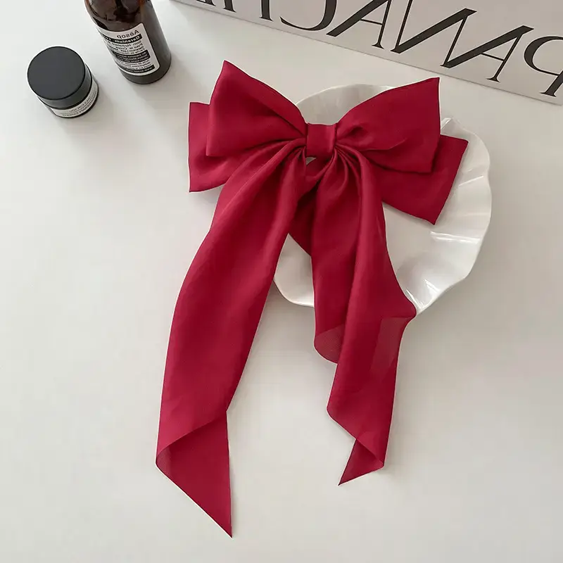Red bow ribbon hairpin