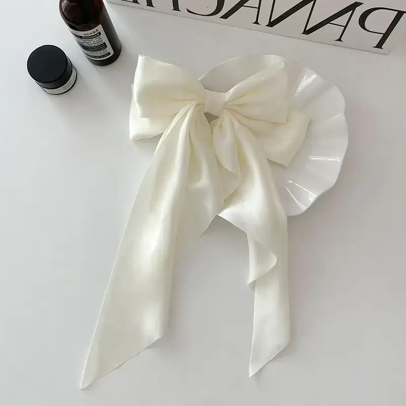 Red K-Style Hairpin with Silk Ribbon Bow - Image 2