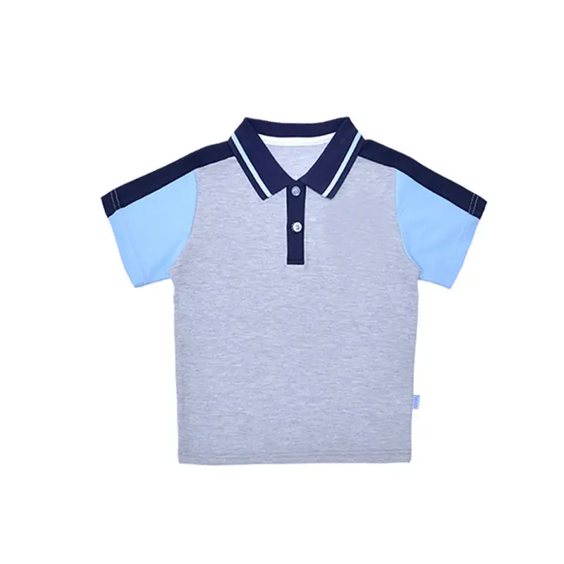 Children's School Uniform Blue Gray Polo Shorts Set - Image 2