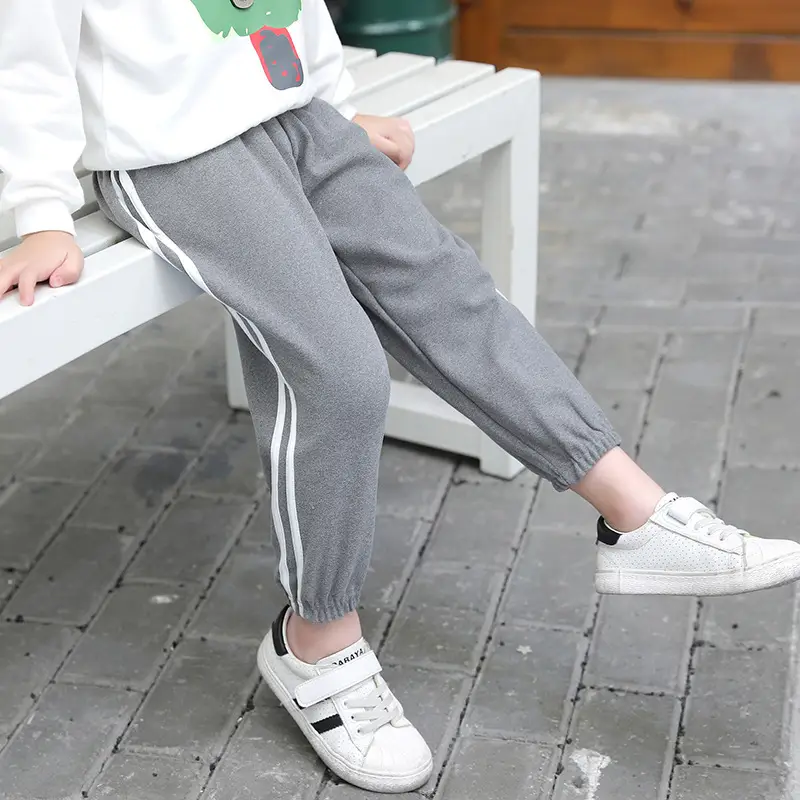 25W Winter Kids Warm Jogger Pants Blue White Stripes - Image 9
