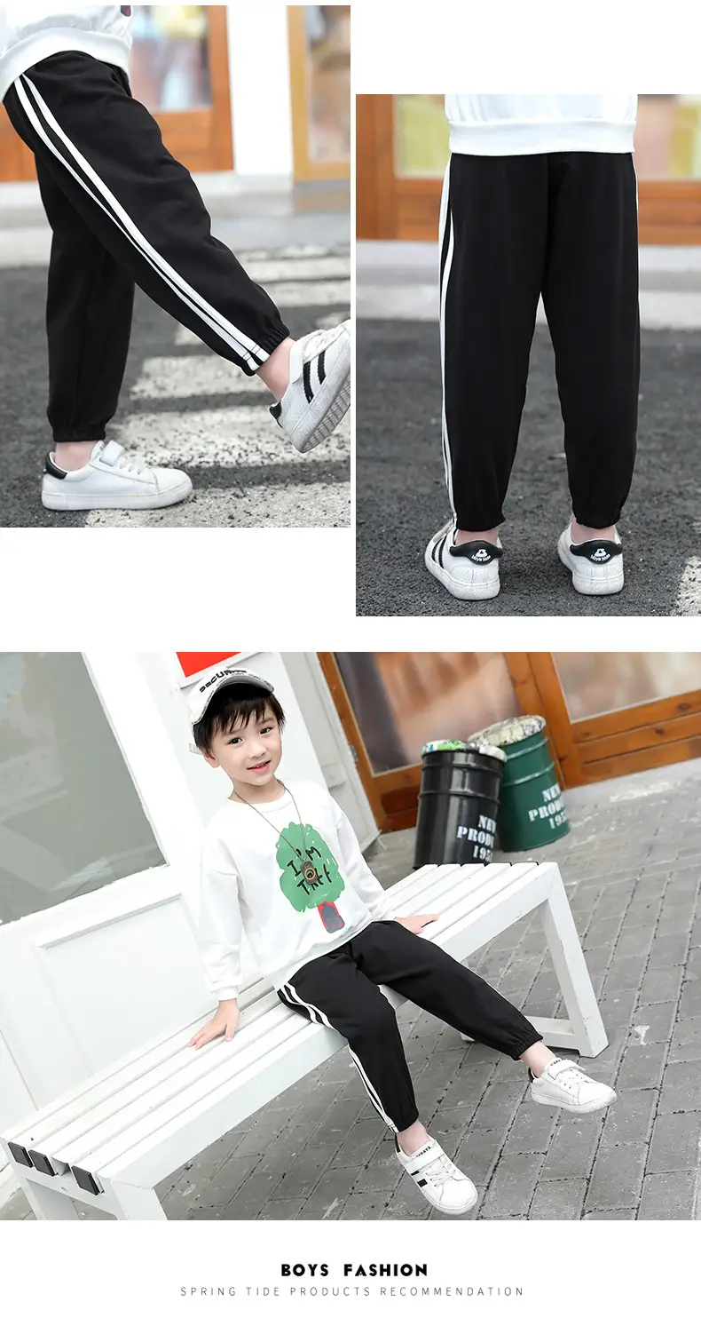 25W Winter Kids Warm Jogger Pants Blue White Stripes — feature 14