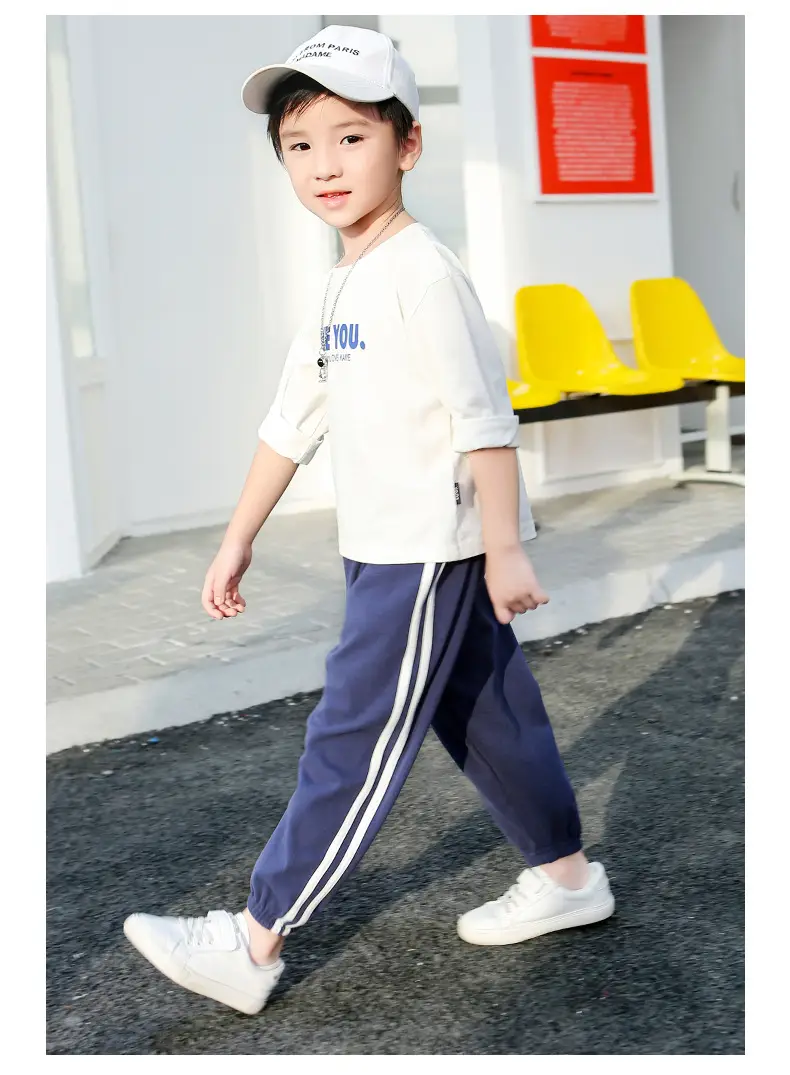 25W Winter Kids Warm Jogger Pants Blue White Stripes — feature 15