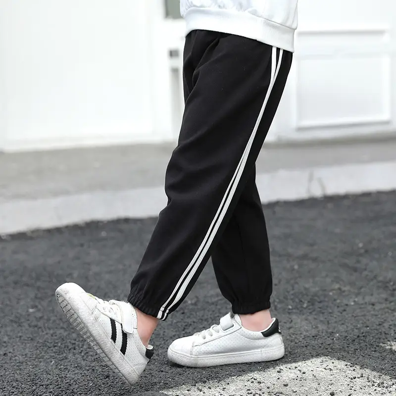 25W Winter Kids Warm Jogger Pants Blue White Stripes - Image 2