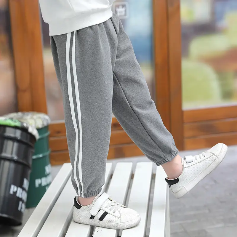25W Winter Kids Warm Jogger Pants Blue White Stripes - Image 3