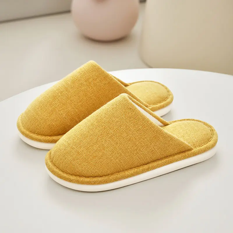 Japanese-Style Cotton Slippers for Women Yellow Winter Indoor - Image 3