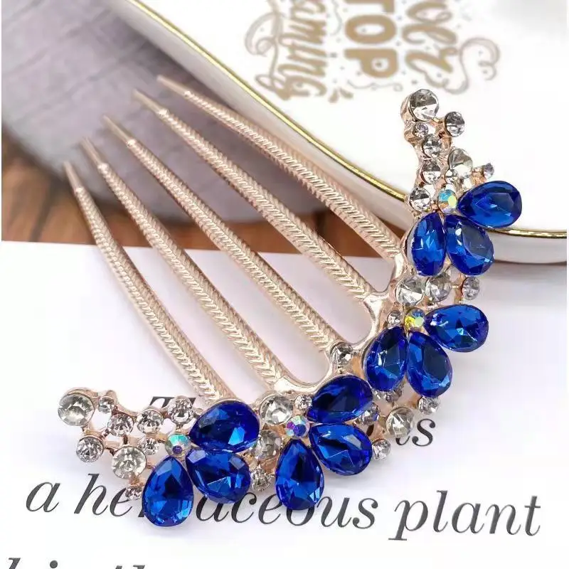 Purple Rhinestone Korean Hairpin Hair Comb - Image 2