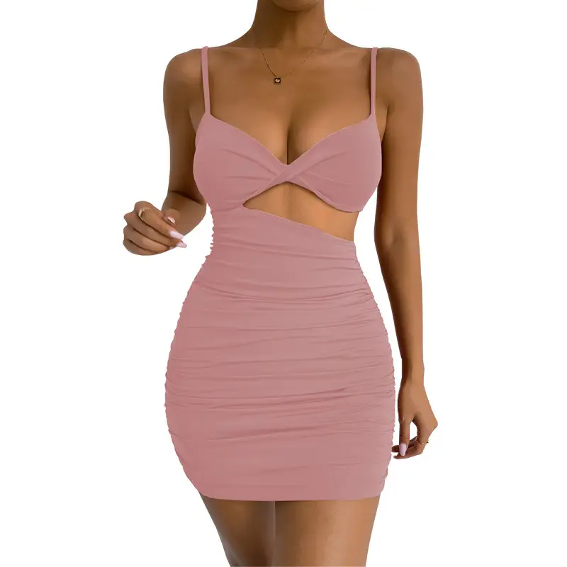Black Hollow Out Strap Bodycon Dress for Women - Image 6