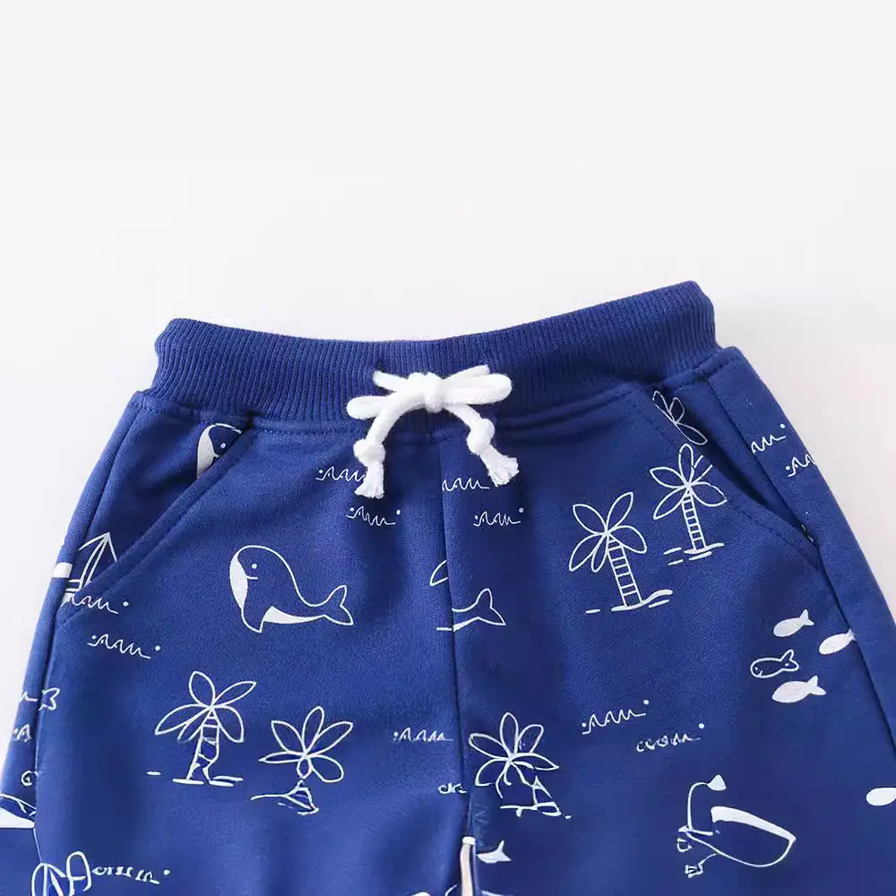 Blue Whale Print Casual Shorts for Boys Girls - Image 2