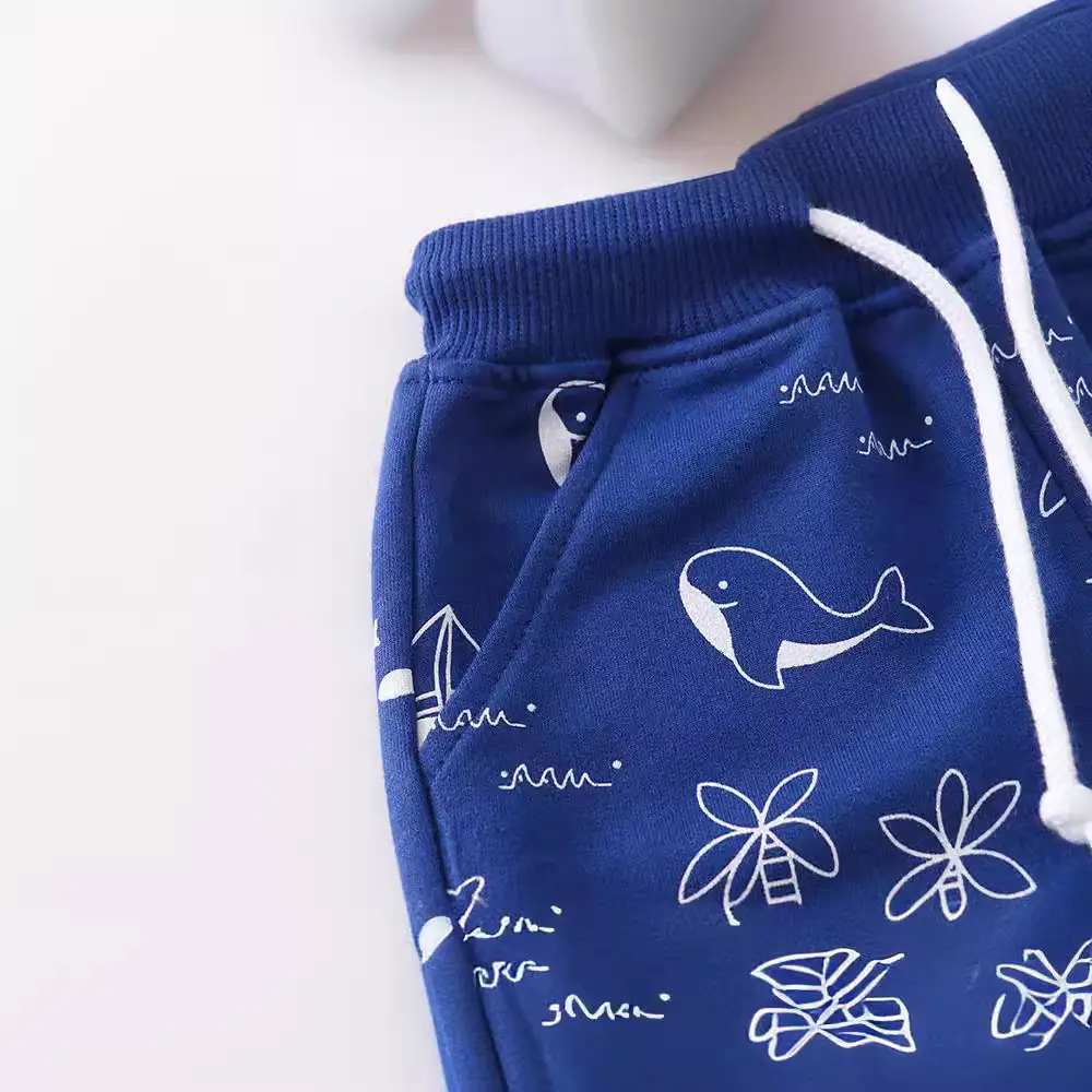 Blue Whale Print Casual Shorts for Boys Girls - Image 3