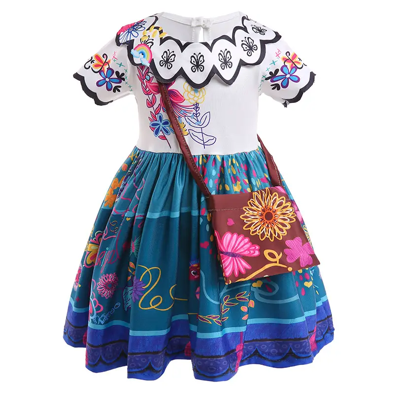 2025 Cartoon Print Girls Dress Baby Short Sleeve Magic Full House Mira Princess Dress - Image 3