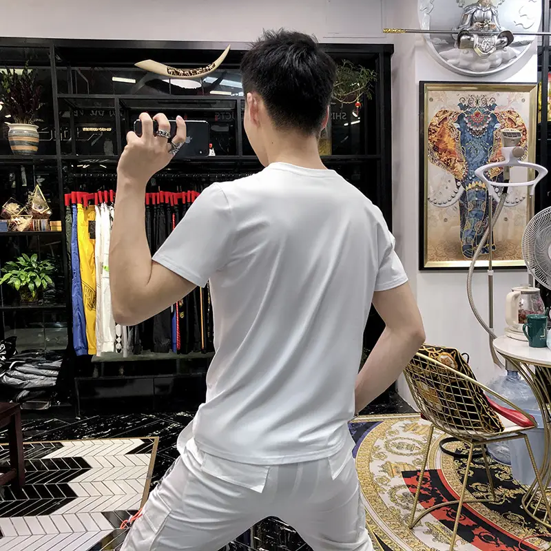 Men's 2024 Summer Tiger Head T-Shirt White Large - Image 4