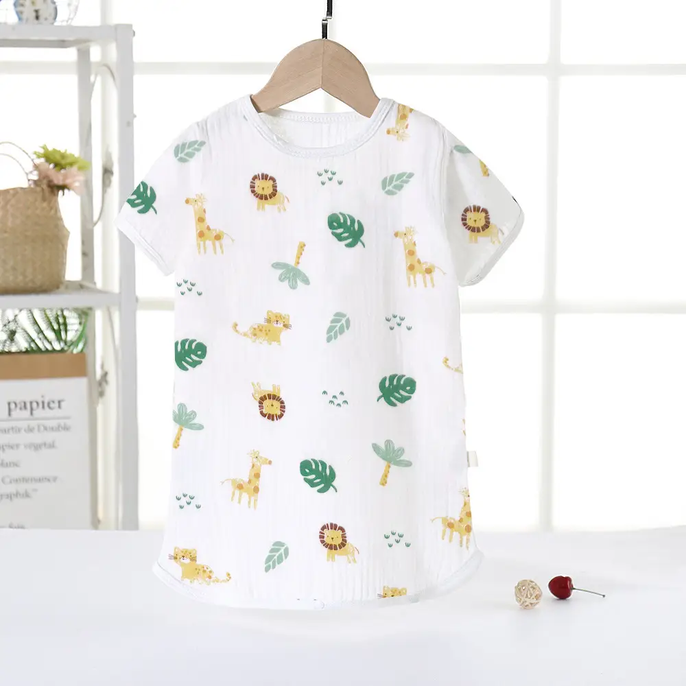 Baby Sleepwear Double Layer Gauze Pajamas White Star Print - Image 4
