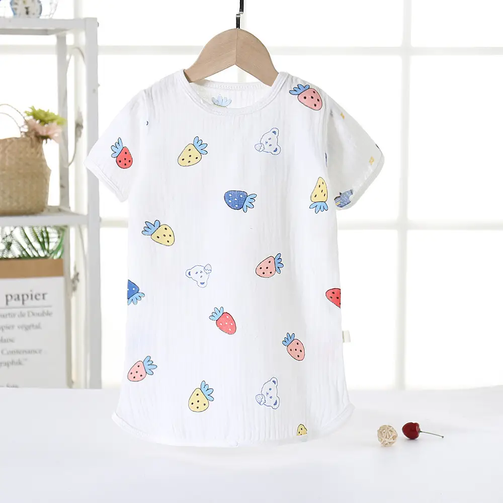 Baby Sleepwear Double Layer Gauze Pajamas White Star Print - Image 7