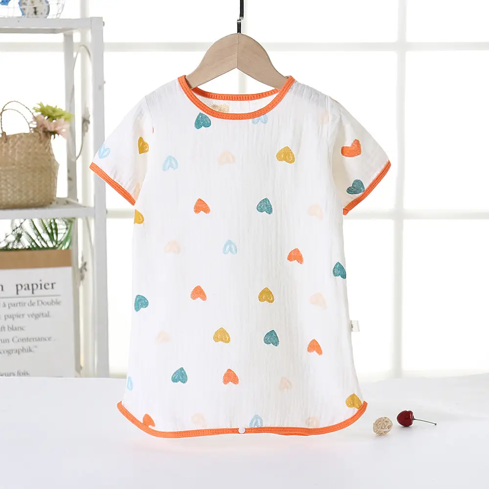 Baby Sleepwear Double Layer Gauze Pajamas White Star Print - Image 10