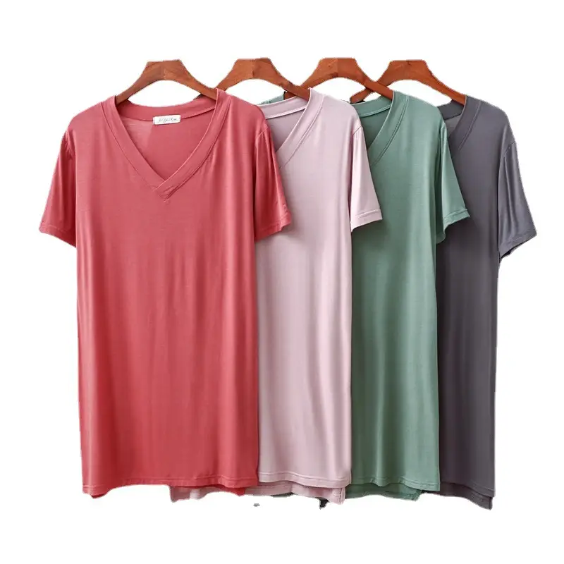 Women's Black V-Neck Loose Sleeve T-Shirt Large - Image 12