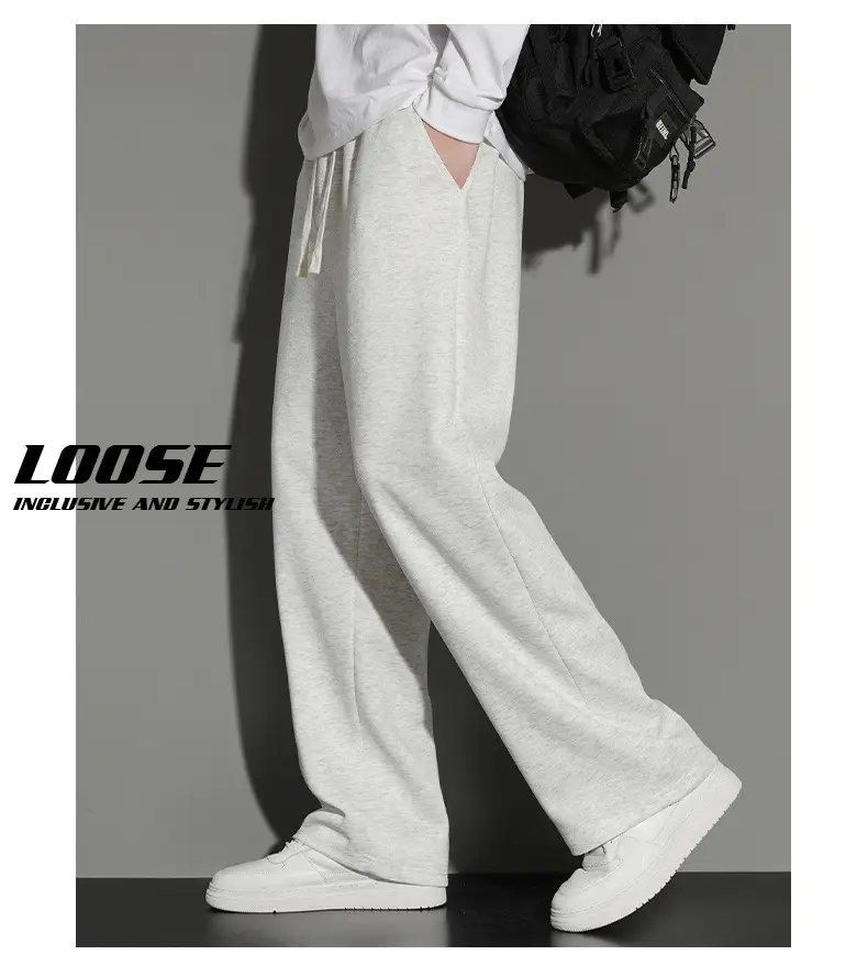 Men's Grey Jogger Sweatpants Loose Fit Straight Leg — feature 14