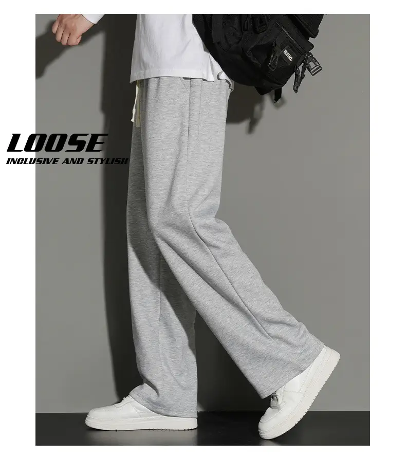 Men's Grey Jogger Sweatpants Loose Fit Straight Leg — feature 20