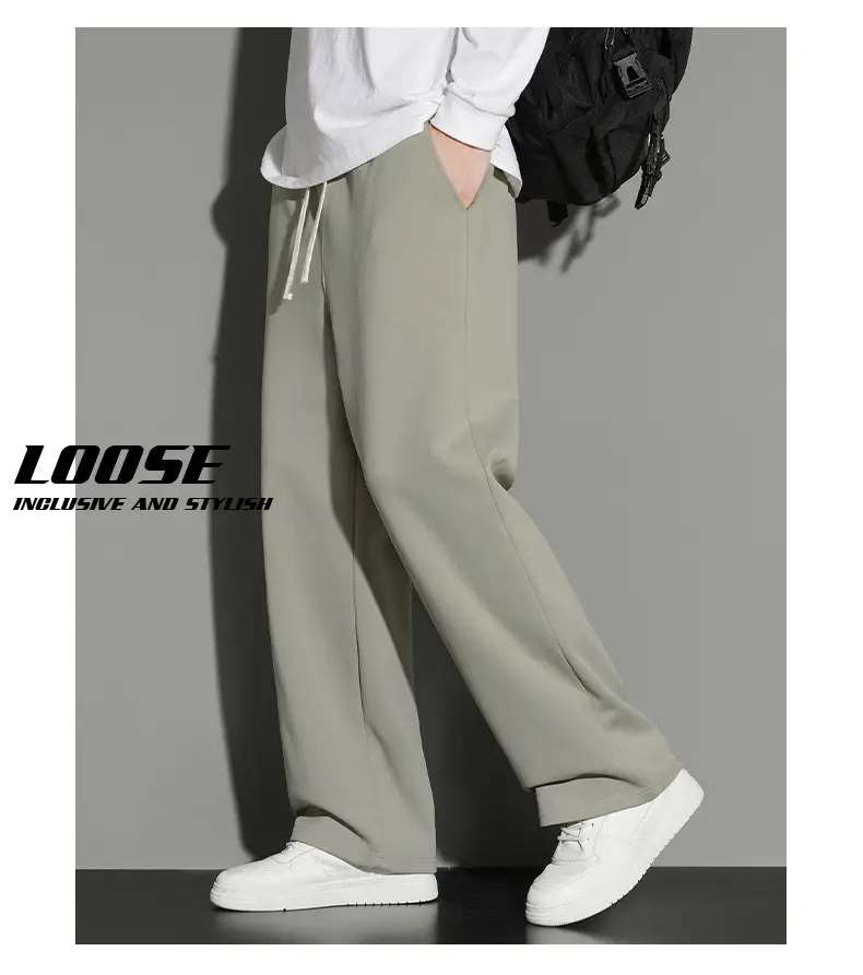 Men's Grey Jogger Sweatpants Loose Fit Straight Leg — feature 23