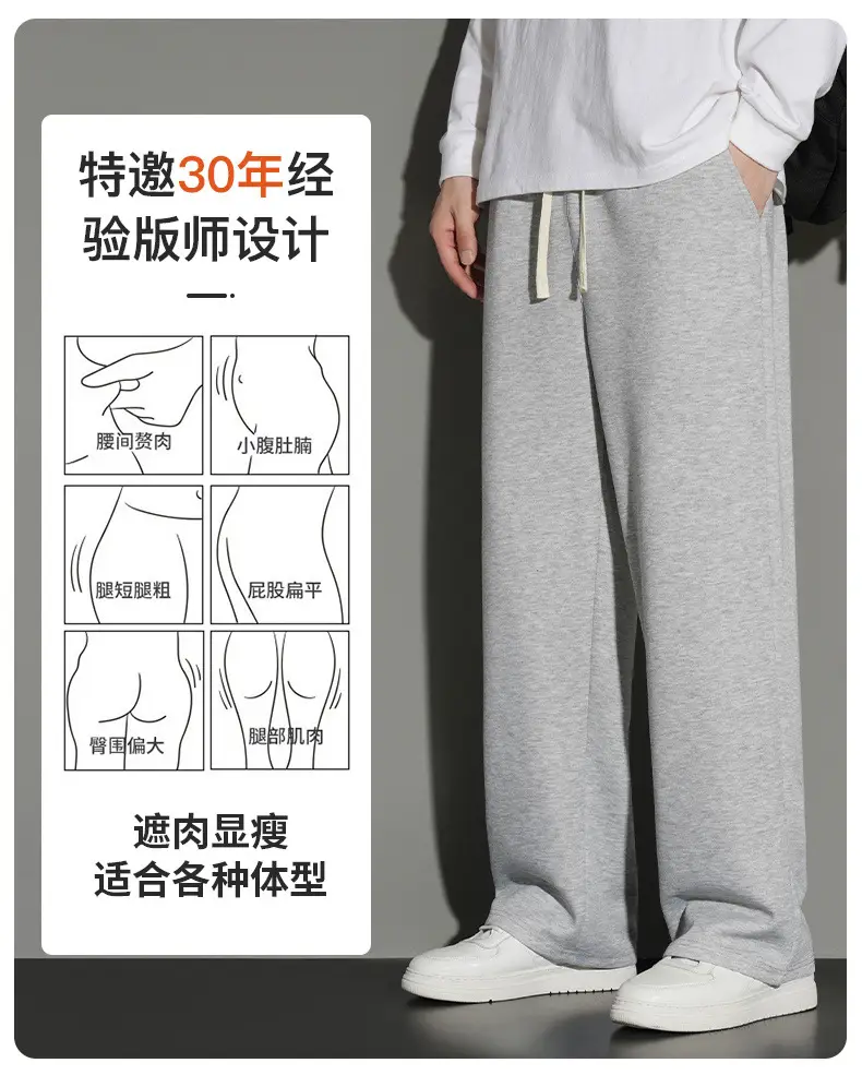 Men's Grey Jogger Sweatpants Loose Fit Straight Leg — feature 3