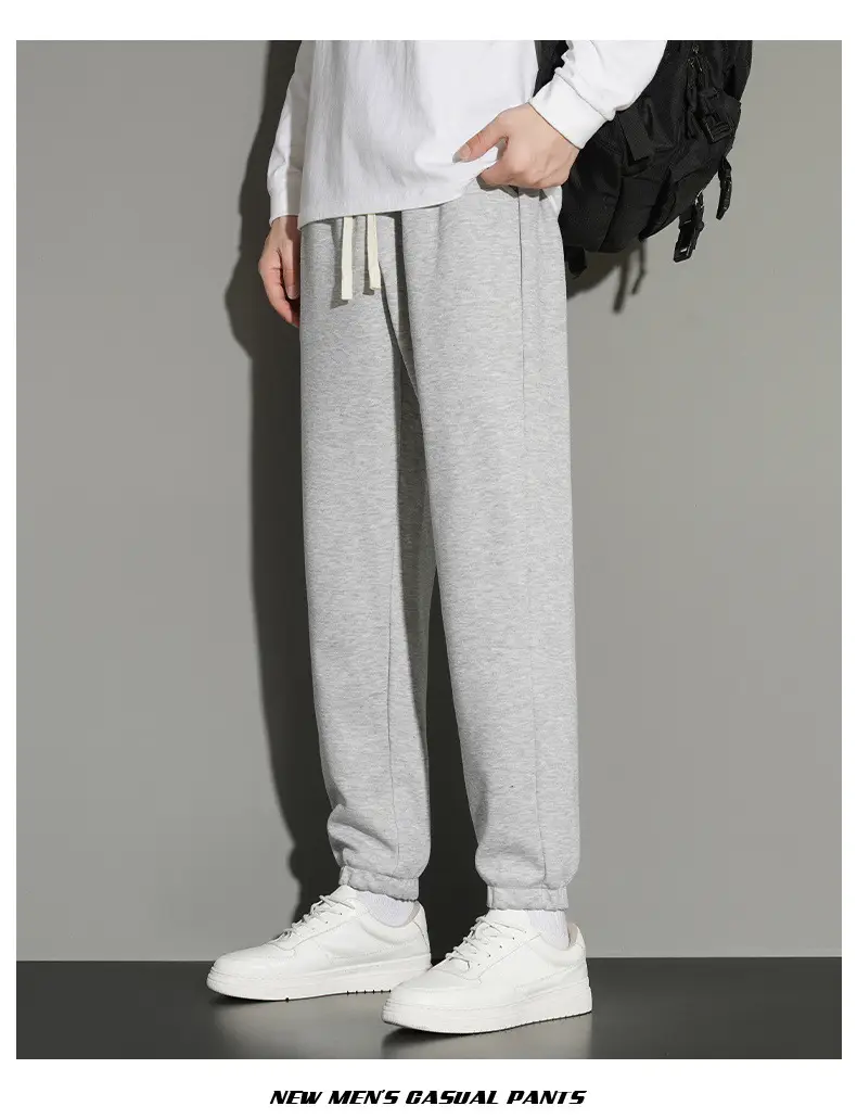 Men's Grey Jogger Sweatpants Loose Fit Straight Leg — feature 45