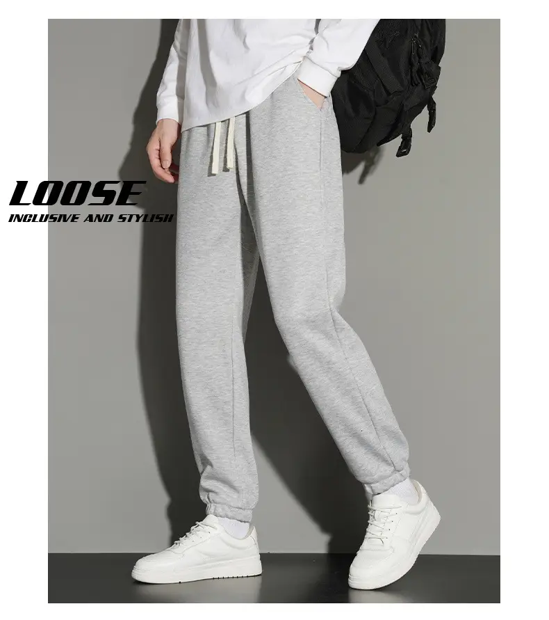 Men's Grey Jogger Sweatpants Loose Fit Straight Leg — feature 47