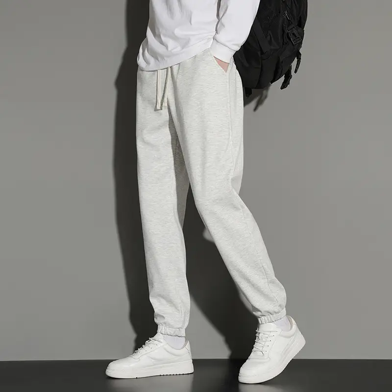Men's Grey Jogger Sweatpants Loose Fit Straight Leg - Image 11