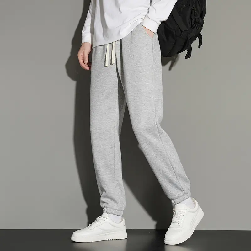 Men's Grey Jogger Sweatpants Loose Fit Straight Leg - Image 8