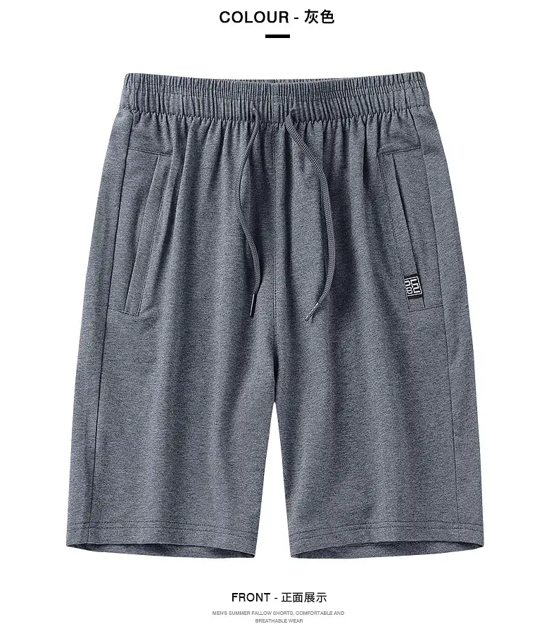 Men Cotton Shorts Grey Loose Fit 2023 Summer — feature 6
