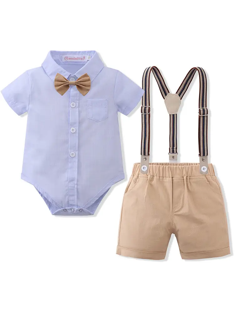 Boys Summer Suit with Bowtie & Suspenders - Image 6
