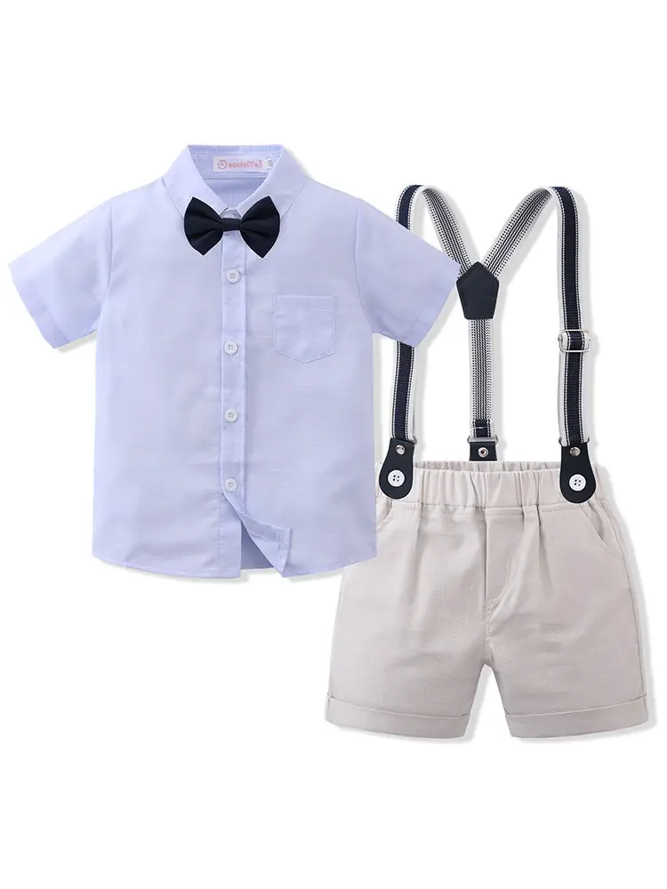 Boys Summer Suit with Bowtie & Suspenders - Image 7
