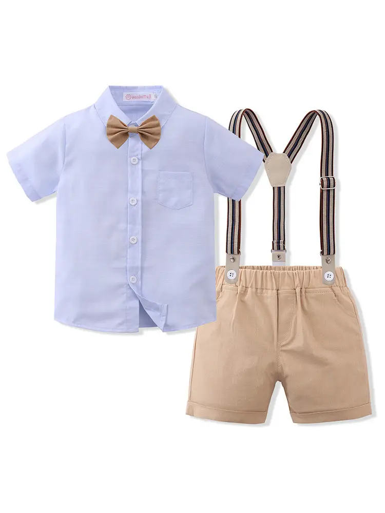 Boys Summer Suit with Bowtie & Suspenders - Image 8