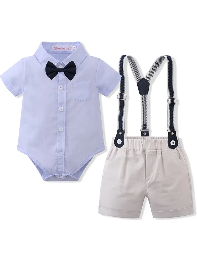 Boys Summer Suit with Bowtie & Suspenders - Image 9