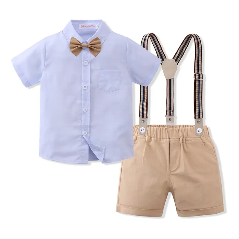 Boys Summer Suit with Bowtie & Suspenders - Image 4